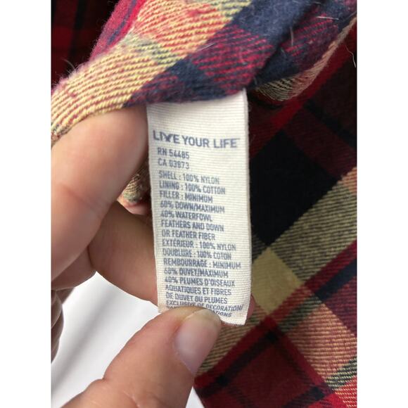 American Eagle Outfitters Down Vest Womens Medium Blue Flannel Lined Puffer - Picture 8 of 11